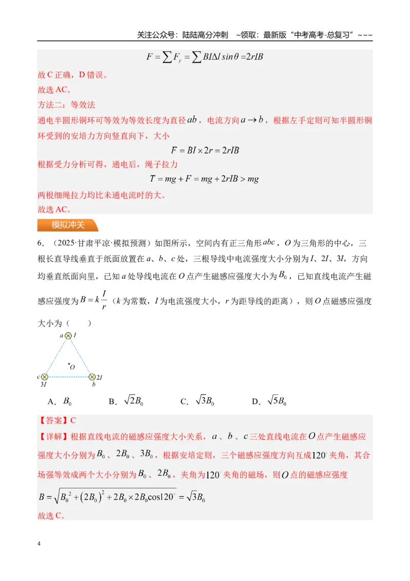 《第53讲磁场及其对电流的作用-（练习）（教师版）_04-物理-高考总复习_一轮复习_2026年-物理高考一轮复习_2026年高考物理一轮复习精讲精练-G367_资料》第4页预览