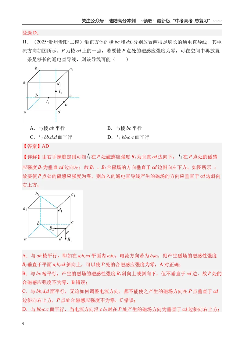 《第53讲磁场及其对电流的作用-（练习）（教师版）_04-物理-高考总复习_一轮复习_2026年-物理高考一轮复习_2026年高考物理一轮复习精讲精练-G367_资料》第9页预览