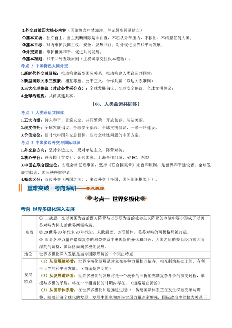 《专题02世界多极化（知识清单）（全国通用）（教师版）_zheng治_2027年高考政治一轮_2027年高考政治一轮复习知识清单（全国通用）-G56_2027版》第4页预览