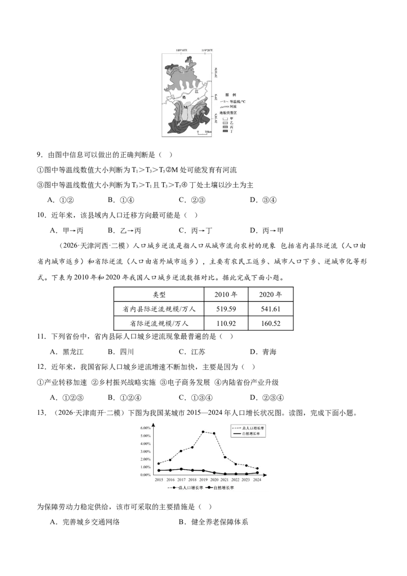 《专题03人口城市与产业交通（3大考点）（学生版）_地理_2027年高考地理专项复习_2027年高考地理二模试题分类汇编（天津专用）-G283_2026版》第3页预览