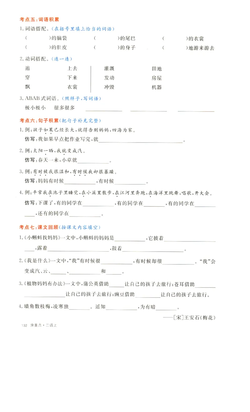 《二上语文1一8单元通关考点(1)_2年级上册同步教辅_2上-语文_二上语文-核心考点》第2页预览