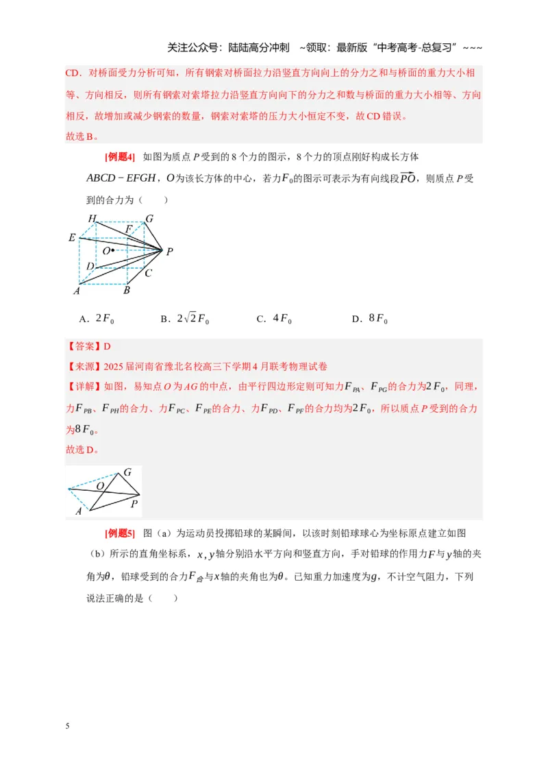 《第4讲力的合成和分解（教师版）_04-物理-高考总复习_一轮复习_2026年-物理高考一轮复习_2026年高考物理一轮复习考点精讲精练（全国通用）-G346_资料_2026版》第5页预览