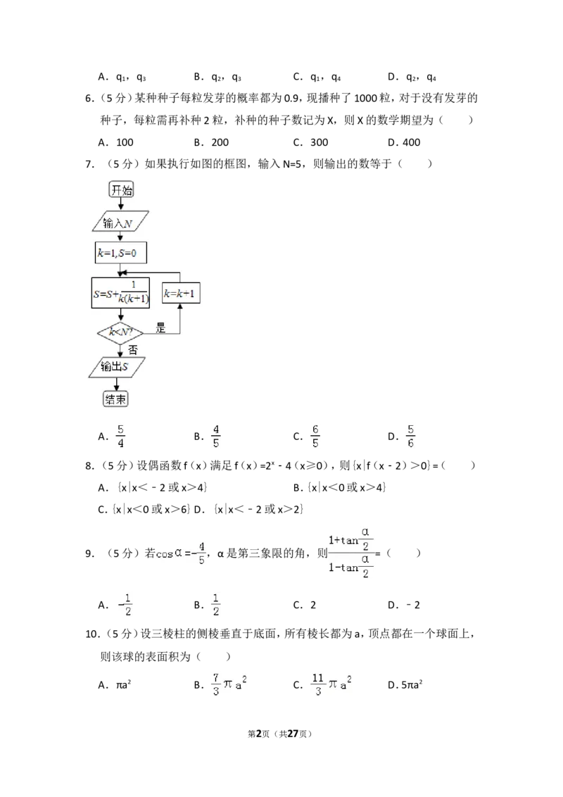 《2010年全国统一高考数学试卷（理科）（新课标）（含解析版）_高考一二三轮复习_数学_2027年高考数学专项复习更新中_2008年-2026年数学高考真题-G427_2008-2020年高考_2008-2020年_全国卷_727》第2页预览
