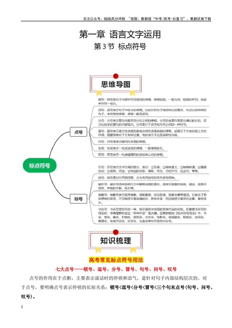 《第3节标点符号-2024年高考语文一轮复习知识清单（全国通用）（解析版）_一轮复习_2024年_2024年高考语文一轮复习知识清单梳理典例全国通用_第1章语言文字运用》第1页预览