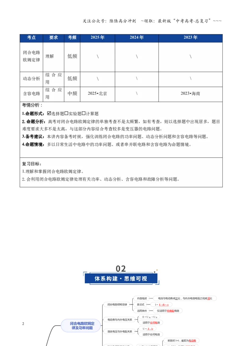《第40讲闭合电路欧姆定律及应用（复习讲义）（全国通用）（教师版）_04-物理-高考总复习_一轮复习_2026年-物理高考一轮复习_2026年高考物理一轮复习讲义+练习+课件（新教材新高考）-G55》第2页预览