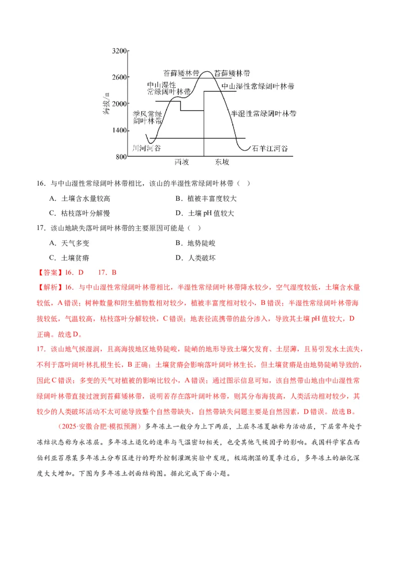 《专题03地质地貌、植被土壤和自然环境整体性与差异性（教师版）_地理_2026年-地理高考专项复习_2025年高考地理二模试题分类汇编（安徽专用）》第7页预览