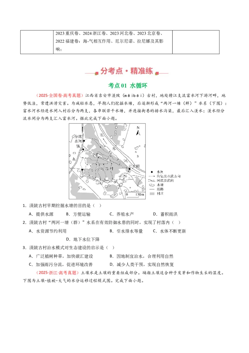 《专题04地球上的水（全国通用）（学生版）_地理_2026年-地理高考专项复习_十年（2016-2025）高考地理真题分类汇编（全国通用）-G15》第2页预览