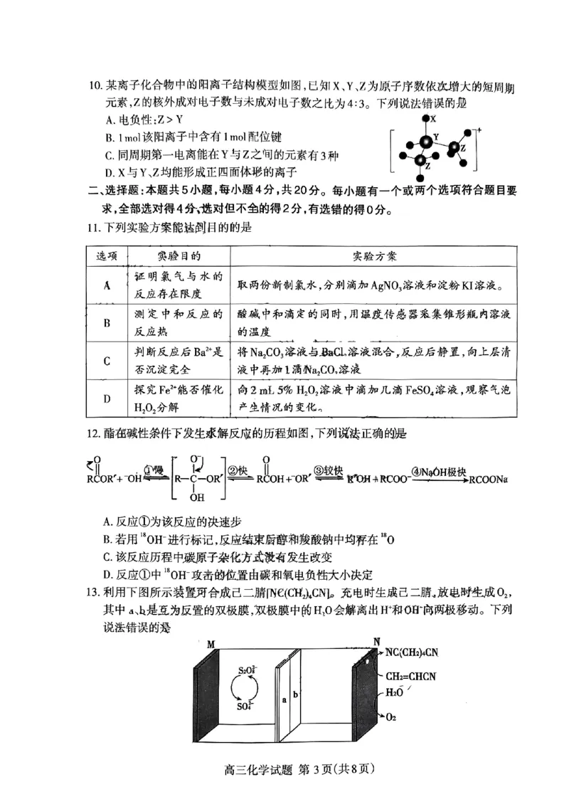 《38_05化学山东泰安市（二模）试卷+标答评分细则_2025版教学资源包_（总复习系列）2025版《5年高考3年模拟》新高考版B版（⭐全科）_2025版.新高考新教材版.选考总复习.化学.5·3B版》第3页预览