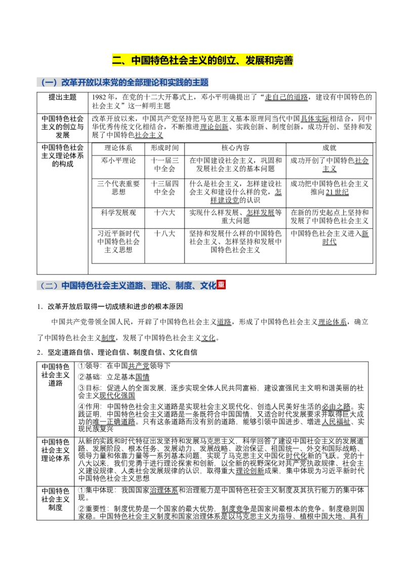 《必修1中国特色社会主义（知识清单）（全国通用）_zheng治_2026年_2026年高考政治一轮复习知识清单（全国通用）-G56_2026版》第9页预览