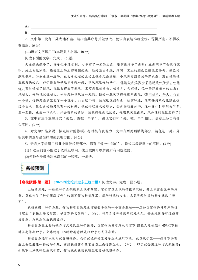 《语文（四）（原卷版）_三轮冲刺_语文（四）-2025年高考考前20天终极冲刺攻略》第7页预览
