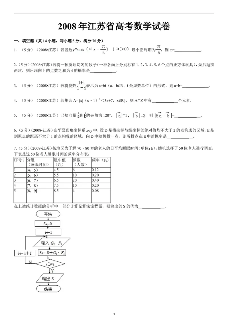 《2008年江苏高考数学试题及答案_高考一二三轮复习_数学_2027年高考数学专项复习更新中_2008年-2026年数学高考真题-G427_2008-2020年高考_2008-2020年_地方卷_江苏08-20》第1页预览