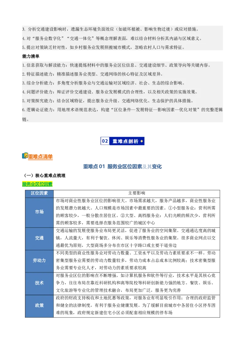 《专题09服务业与交通运输（知识·方法·能力清单）（全国通用）（学生版）_地理_2026年-地理高考二轮复习_2026年高考地理二轮复习知识清单（全国通用）-G448_2026版》第3页预览