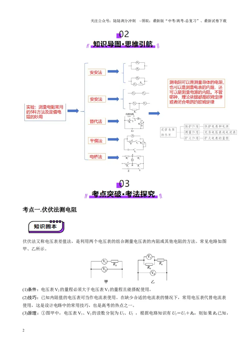 《第45讲创新思维--测量电阻常用的5种方法及定值电阻的妙用（讲义）（学生版）_04-物理-高考总复习_一轮复习_2025年_2025年高考物理一轮复习讲义+练习+课件（新教材新高考）》第2页预览