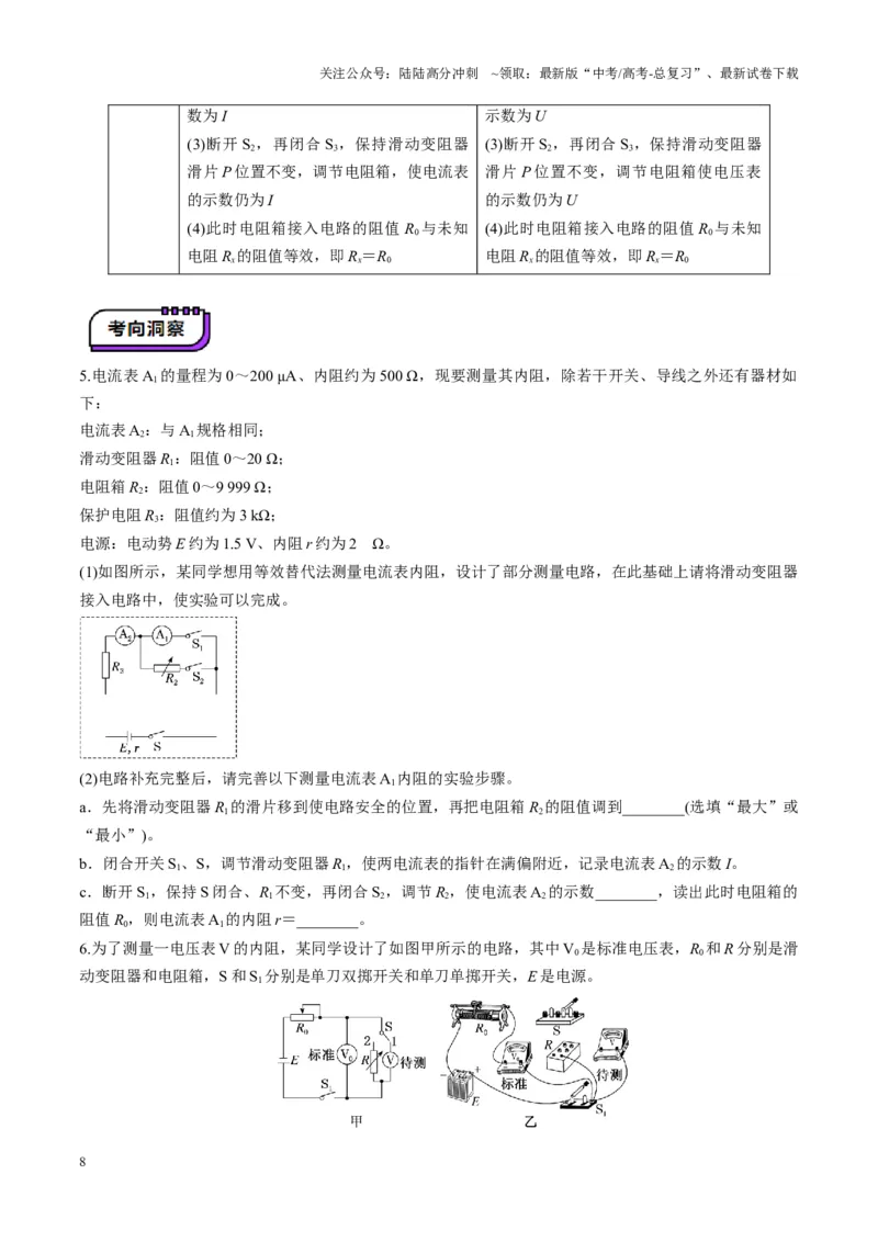 《第45讲创新思维--测量电阻常用的5种方法及定值电阻的妙用（讲义）（学生版）_04-物理-高考总复习_一轮复习_2025年_2025年高考物理一轮复习讲义+练习+课件（新教材新高考）》第8页预览