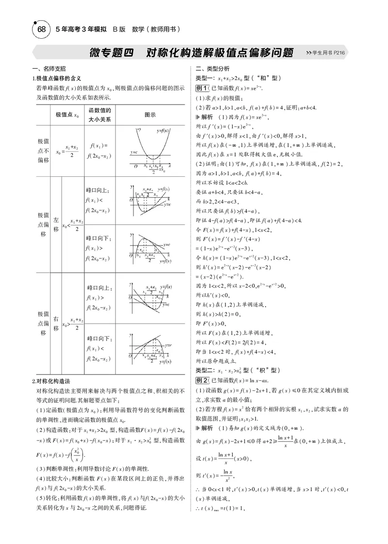 《1_微专题四对称化构造解极值点偏移问题_2025版教学资源包_（总复习系列）2025版《5年高考3年模拟》新高考版B版（⭐全科）_2025版.新高考新教材版.高考总复习.数学.5·3B版_图书电子资源》第1页预览