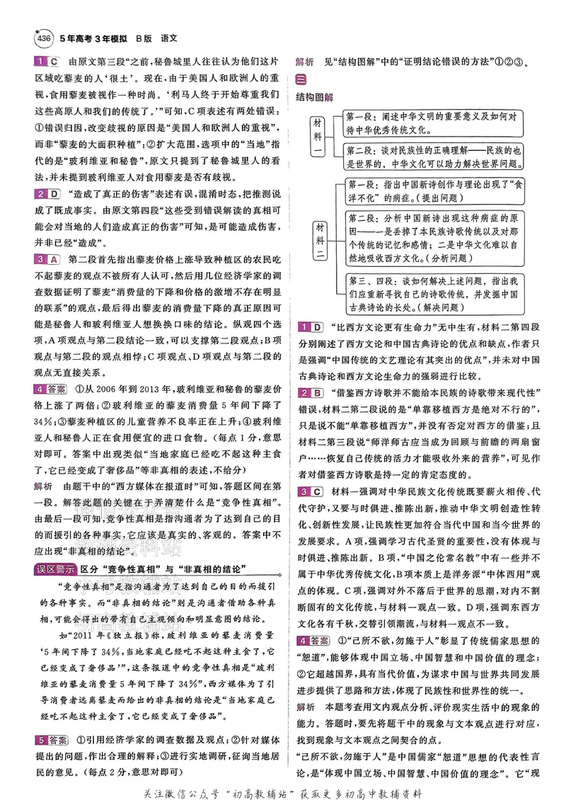 《2025B版5年高考3年模拟高考语文答案册_2025B版53高考总复习学生用书》第3页预览