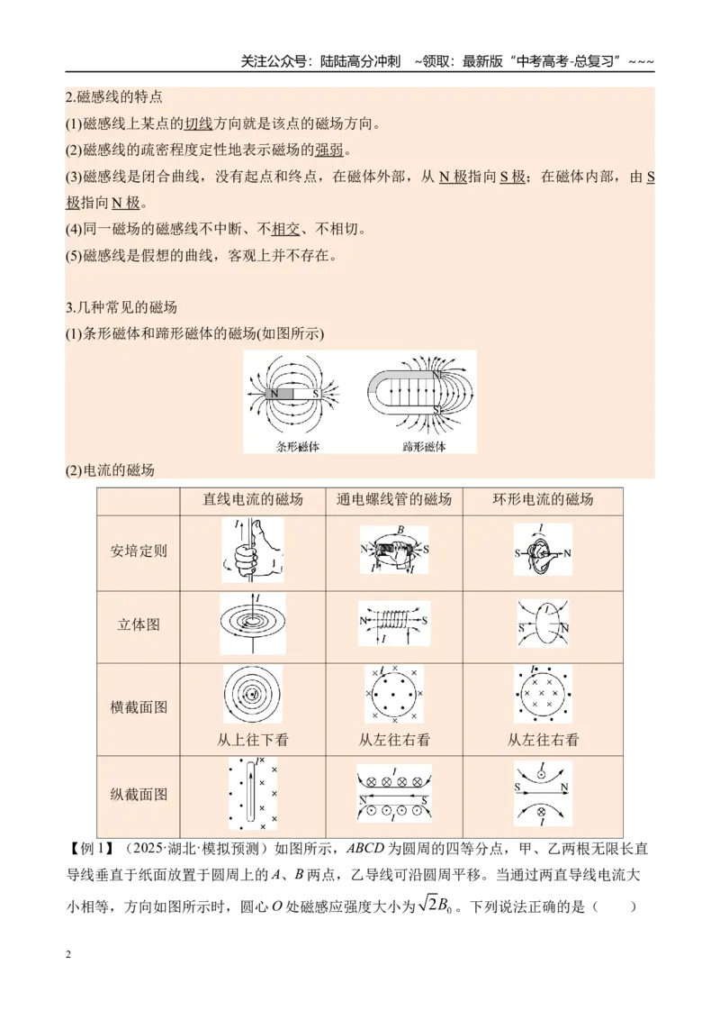 《第53讲磁场及其对电流的作用-（讲义）（学生版）_04-物理-高考总复习_一轮复习_2026年-物理高考一轮复习_2026年高考物理一轮复习精讲精练-G367_资料》第2页预览