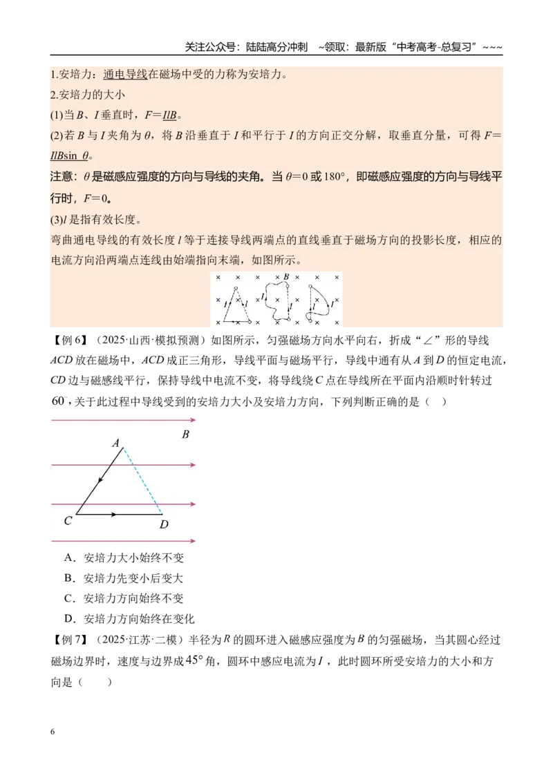 《第53讲磁场及其对电流的作用-（讲义）（学生版）_04-物理-高考总复习_一轮复习_2026年-物理高考一轮复习_2026年高考物理一轮复习精讲精练-G367_资料》第6页预览