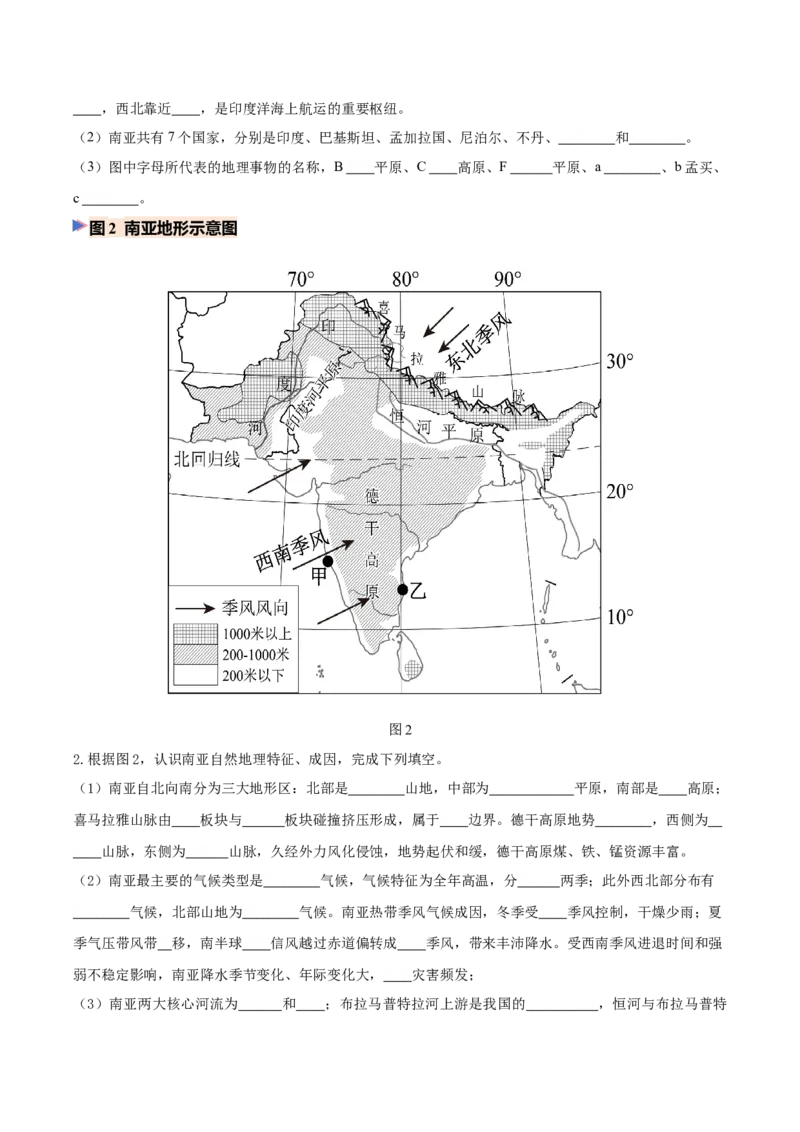《专题06南亚与印度（填图速记）（挖空版）_地理_2027年高考地理专项复习_42027年高考地理区域填图速记与演练手册（全国通用）》第2页预览
