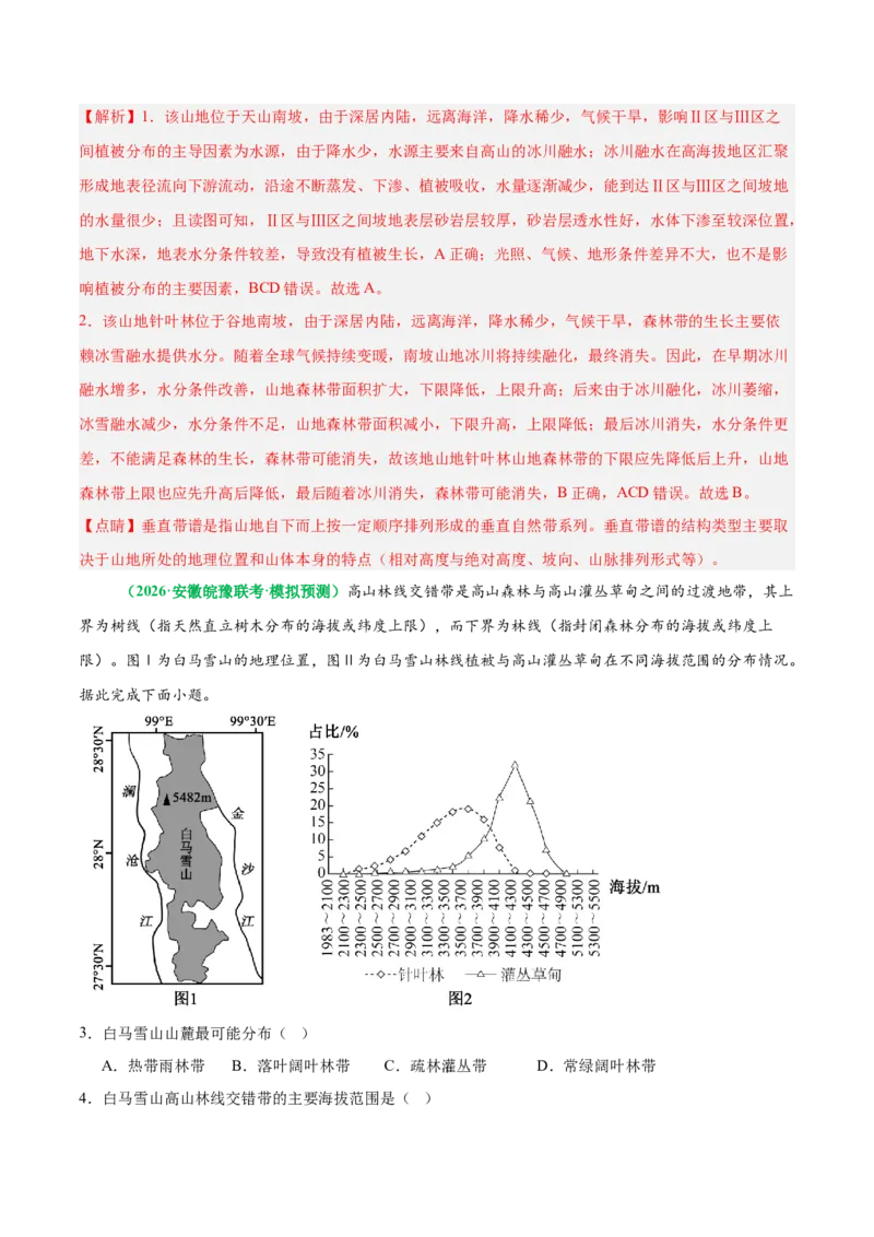 《专题19林线倒置(重难专练)(全国通用浙江专用)(教师版)_地理_2026年-地理高考专项复习_2026年高考地理重难点讲义专练(新高考通用)-G102_2026版》第10页预览