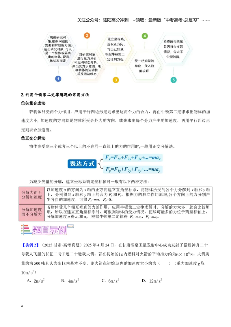 《第4讲牛顿运动定律的基本运用（学生版）_04-物理-高考总复习_一轮复习_2026年-物理高考一轮复习_2026年高考物理一轮复习模型与方法归类（全国通用）-G434_资料》第4页预览