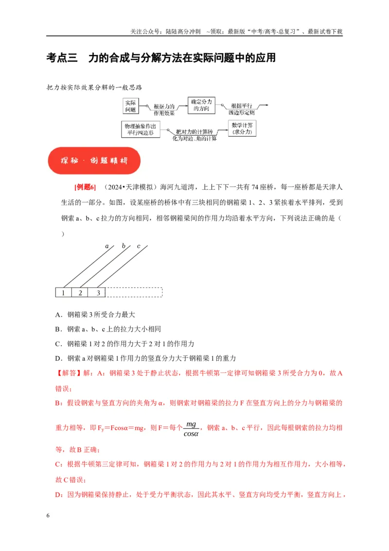 《第4讲　力的合成和分解（解析版）_04-物理-高考总复习_一轮复习_2025年_2025届高考物理一轮复习考点精讲精练（全国通用）_资料_1-资料》第6页预览
