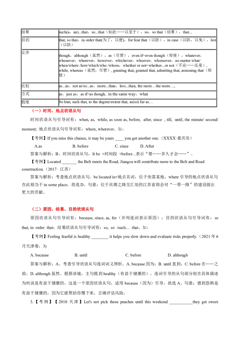 《01状语和状语从句考点扫描+巩固练习+答案_英语(2)_专项复习_2024年_2024年高考英语语法词汇专项突破_资料_第九组状语从句》第5页预览