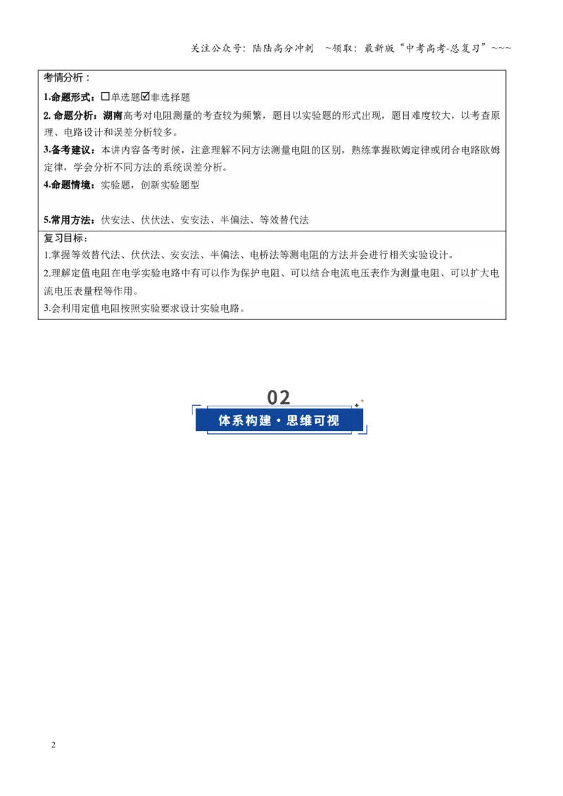 《第45讲创新思维测量电阻常用的5种方法及定值电阻的妙用（复习讲义）（湖南专用）（教师版）_04-物理-高考总复习_一轮复习_2026年-物理高考一轮复习》第2页预览