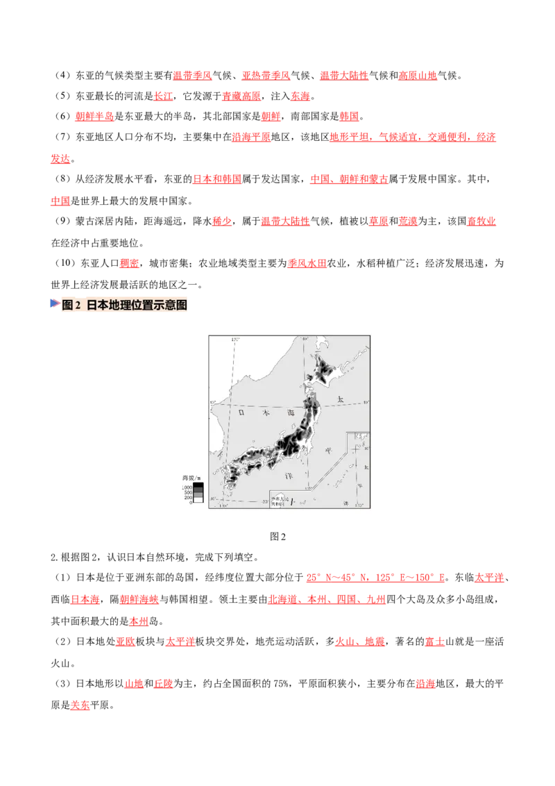《专题04东亚与日本（填图速记）（教师版）_地理_2027年高考地理专项复习_42027年高考地理区域填图速记与演练手册（全国通用）》第2页预览