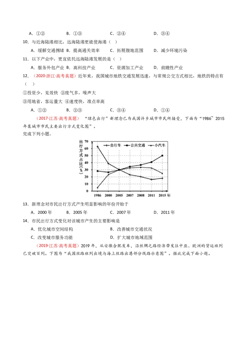 《专题12交通（全国通用）（学生版）_地理_2026年-地理高考专项复习_十年（2016-2025）高考地理真题分类汇编（全国通用）-G15》第4页预览