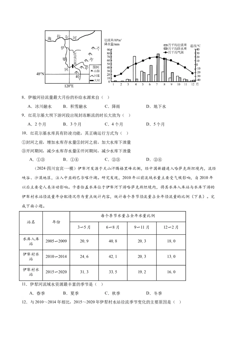 《专题03地球上的水（学生版）_地理_2026年-地理高考专项复习_2025年高考地理一模试题分类汇编（四川专用）》第3页预览