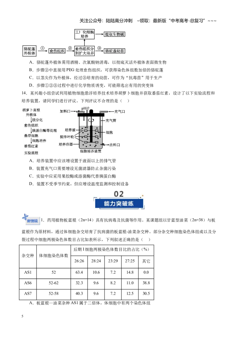 《第42讲植物细胞工程（专项训练）（福建专用）（学生版）_06-生物-高考总复习_一轮复习_2026年-生物高考一轮复习_2026年高考生物一轮课件+讲义+练习（福建专用）-G328》第5页预览
