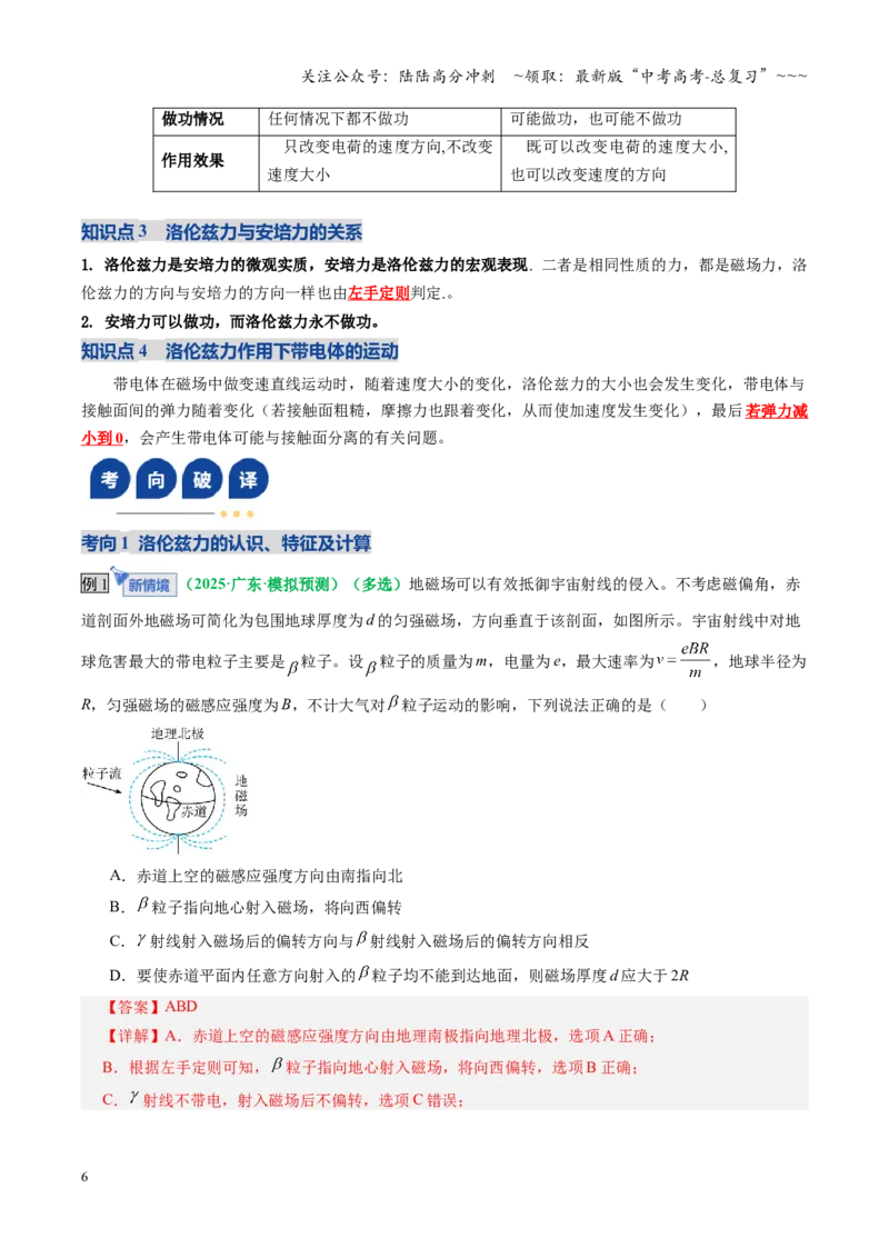 《第47讲带电粒子在磁场中的运动（复习讲义）（全国通用）（教师版）_04-物理-高考总复习_一轮复习_2026年-物理高考一轮复习_2026年高考物理一轮复习讲义+练习+课件（新教材新高考）-G55》第6页预览