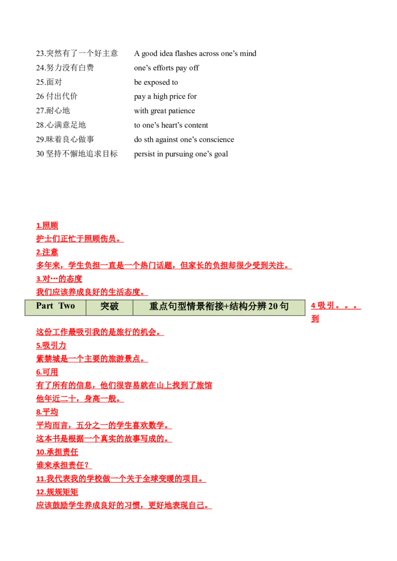 《01高频短语切换记忆背涌30+汉泽英30+重要词汇情景20句熟练分辨+高考技巧四题型（解析）_英语(2)_专项复习_2024年_2024年高考英语词汇短语句子重点归纳记背新高考_资料》第2页预览