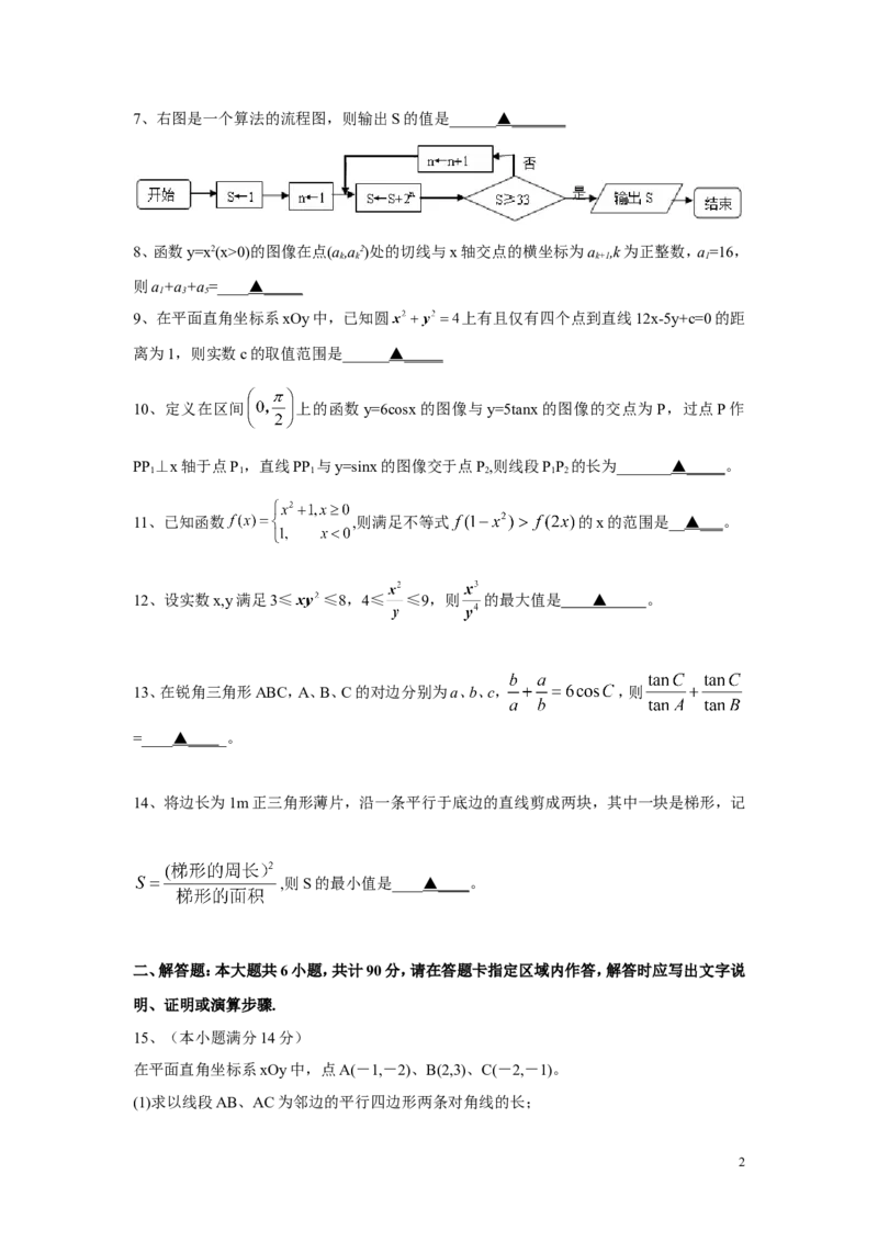 《2010年江苏高考数学试题及答案_高考一二三轮复习_数学_2027年高考数学专项复习更新中_2008年-2026年数学高考真题-G427_2008-2020年高考_2008-2020年_地方卷_江苏08-20》第2页预览