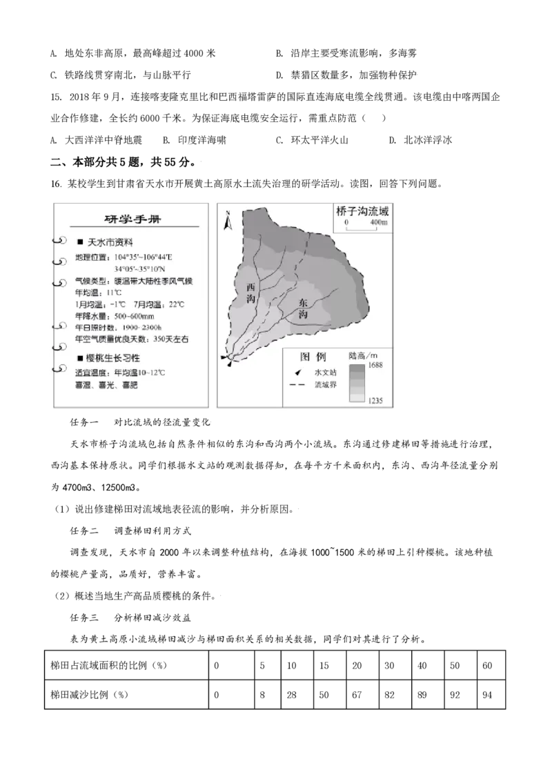 《2021年北京市高考地理试卷（原卷版）(1)_地理_2027年高考地理专项复习_2008年-2026年地理高考真题-G427_2008-2020年高考_地方卷_北京高考地理08-21_A4word版_PDF版（赠送）》第5页预览