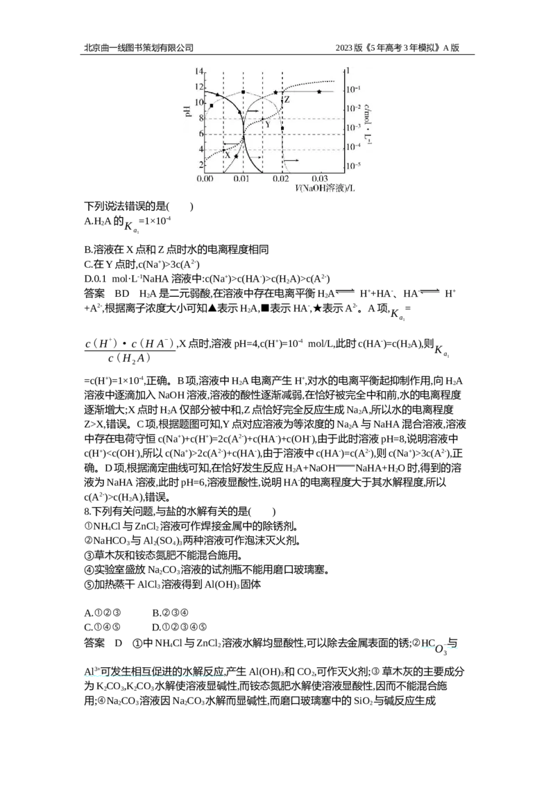 《1_应用创新题组14_2023版教学资源包_2023版新高考版选考总复习化学5·3A版_14_专题十四盐类水解和沉淀溶解平衡_5_应用创新题组》第6页预览