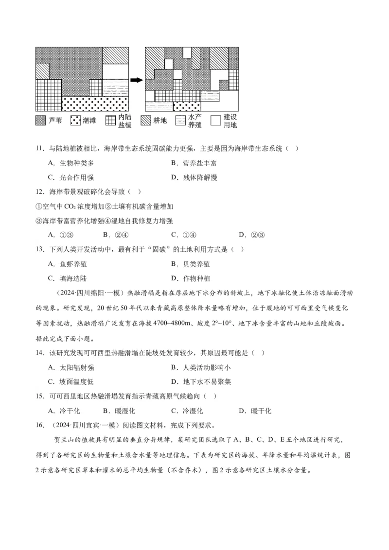 《专题05自然地理环境的整体性和差异性、植被、土壤（学生版）_地理_2026年-地理高考专项复习_2025年高考地理一模试题分类汇编（四川专用）》第4页预览