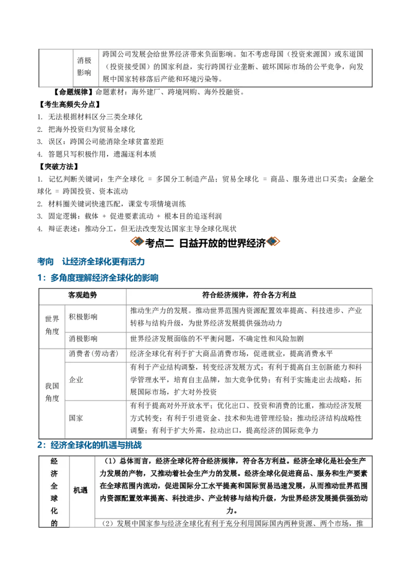 《专题03经济全球化（知识清单）（全国通用）（教师版）_zheng治_2027年高考政治一轮_2027年高考政治一轮复习知识清单（全国通用）-G56_2027版》第5页预览