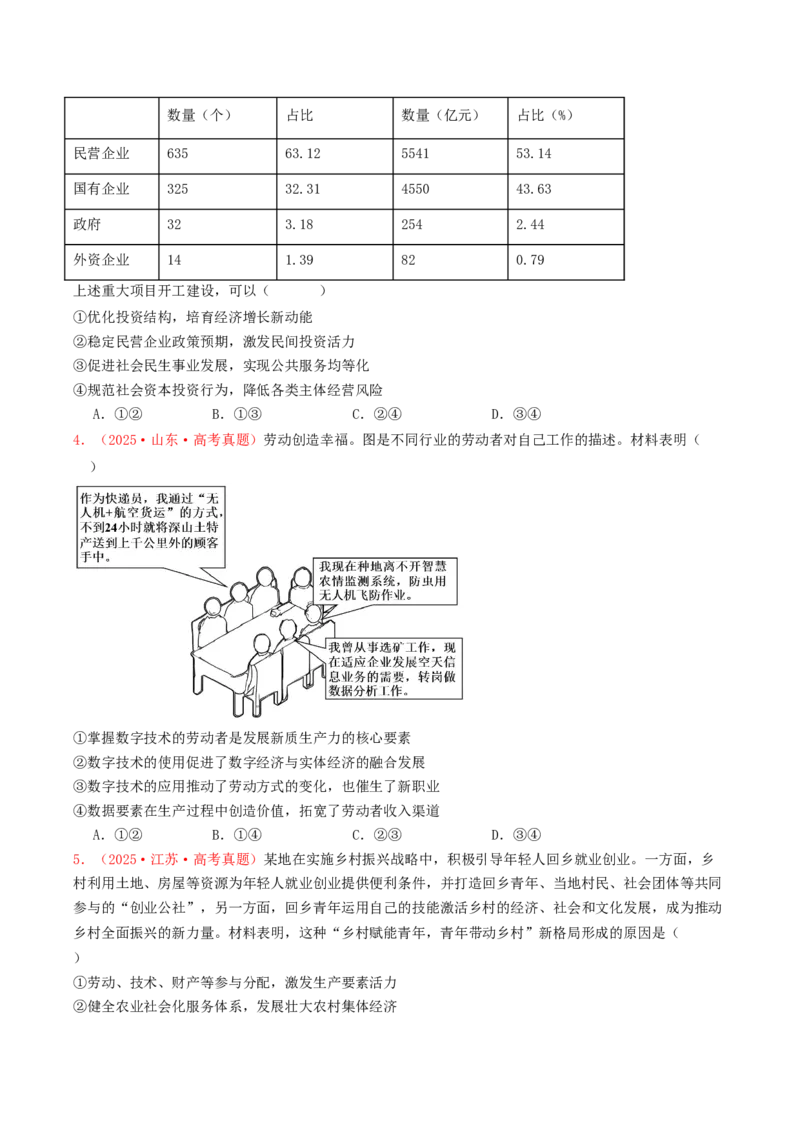 《必修二《经济与社会》（全国通用）（学生版）_zheng治_2026年-政治高考专项复习_2025年高考政治和模拟题分类汇编（全国通用）-G70》第2页预览