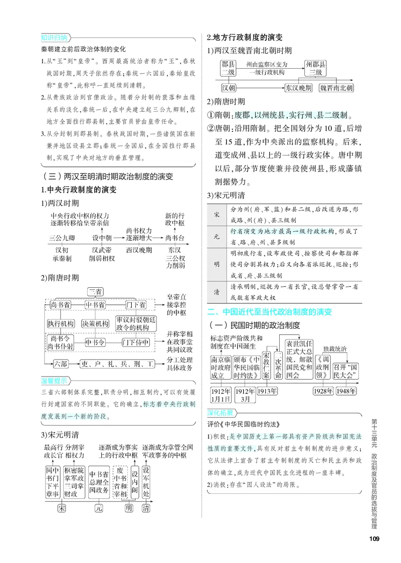 《2_知识讲解-13-第十三单元　政治制度及官员的选拔与管理_2024版教学资源包_2024版.新高考版历史.5·3A版_13_第十三单元政治制度及官员的选拔与管理_4_PDF教参电子书》第2页预览