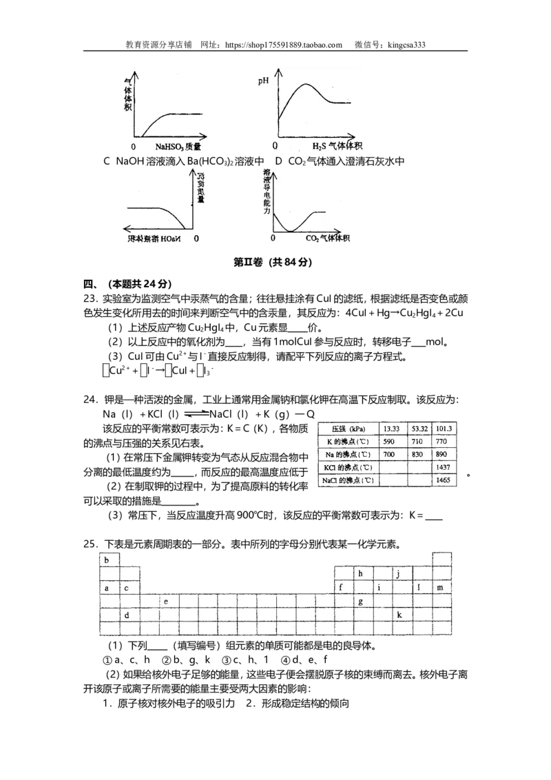 《2003年上海市高中毕业统一学业考试化学试卷（答案版）(1)_高考一二三轮复习_化学_2027年高考化学专项复习_2008年-2026年化学高考真题-G427_2008-2020年高考_地方卷_上海高考化学真题2001-2019》第4页预览