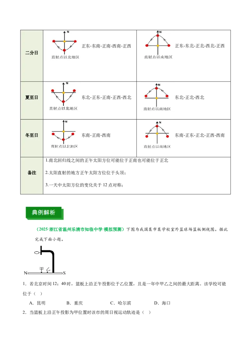 《专题1太阳视运动与日影（重难专练）（全国通用浙江专用）（教师版）_地理_2026年-地理高考二轮复习_2026年高考地理二轮复习课件+讲义+练习（新高考通用）-G92_2026版》第5页预览