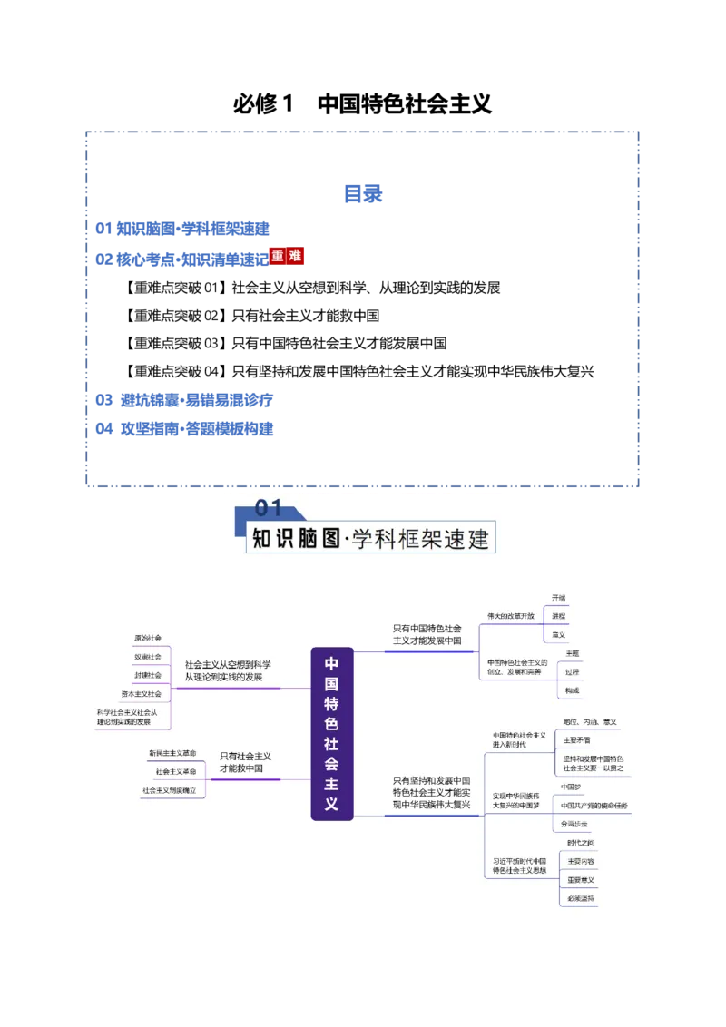 《必修1中国特色社会主义（知识清单）（全国通用）_zheng治_2026年_2026年高考政治一轮复习讲义+练习+课件（新教材新高考）-G55_2026版_必修1》第1页预览