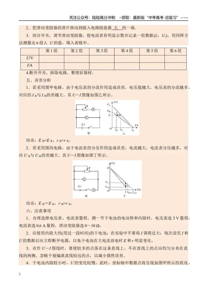 《第51讲实验11测量电源的电动势和内阻-（讲义）（教师版）_04-物理-高考总复习_一轮复习_2026年-物理高考一轮复习_2026年高考物理一轮复习精讲精练-G367_资料》第2页预览