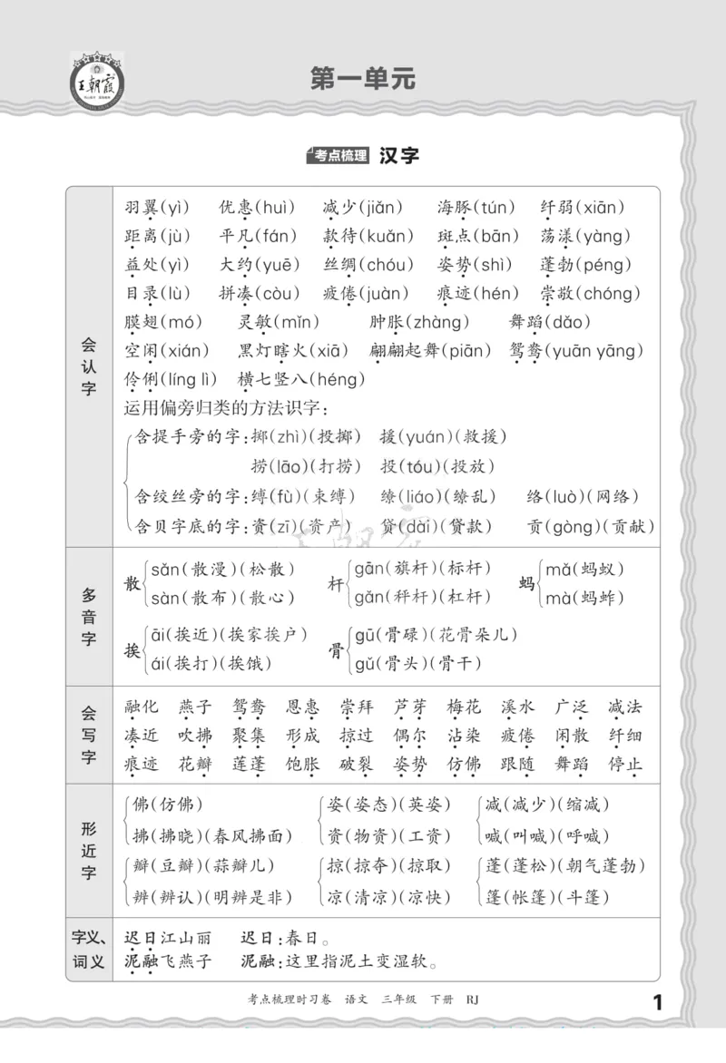 《三（下）语文考点梳理汉字句子词语课文内容与积累运用_3年级下册同步教辅_3下-语文_三下语文核心考点》第1页预览