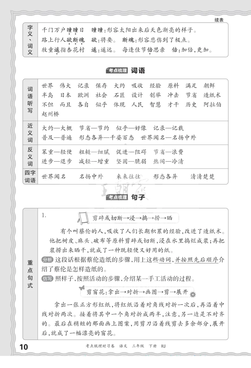 《三（下）语文考点梳理汉字句子词语课文内容与积累运用_3年级下册同步教辅_3下-语文_三下语文核心考点》第10页预览