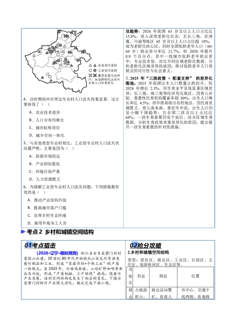 《专题06人口与城市（抢分专练）（原卷版）_地理_2026年-地理高考专项复习_2026年高考地理终极冲刺讲练测（黑吉辽蒙专用）-G466_2026版》第3页预览