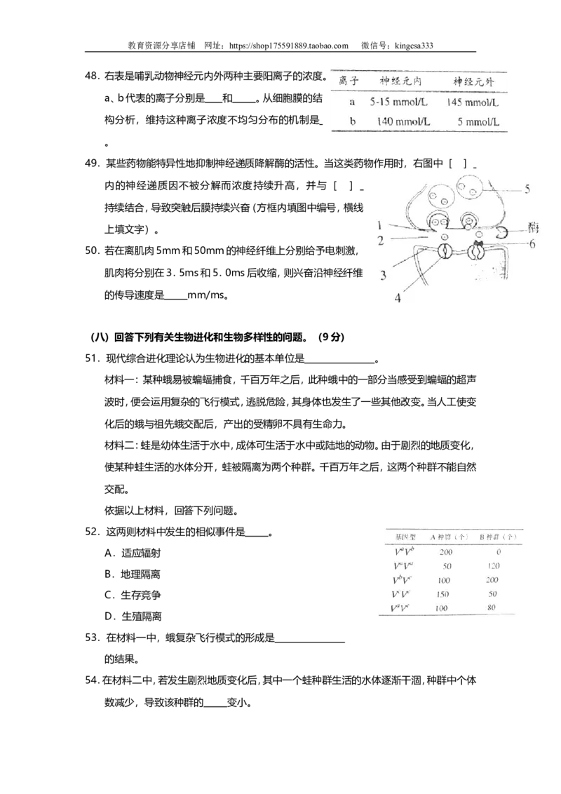 《2011年上海市高中毕业统一学业考试生物试卷（答案版）(1)_高考一二三轮复习_生物_2027年高考生物专项_2008年-2026年生物高考真题-G427_2008-2020年高考_地方卷_上海高考生物真题01-20》第9页预览