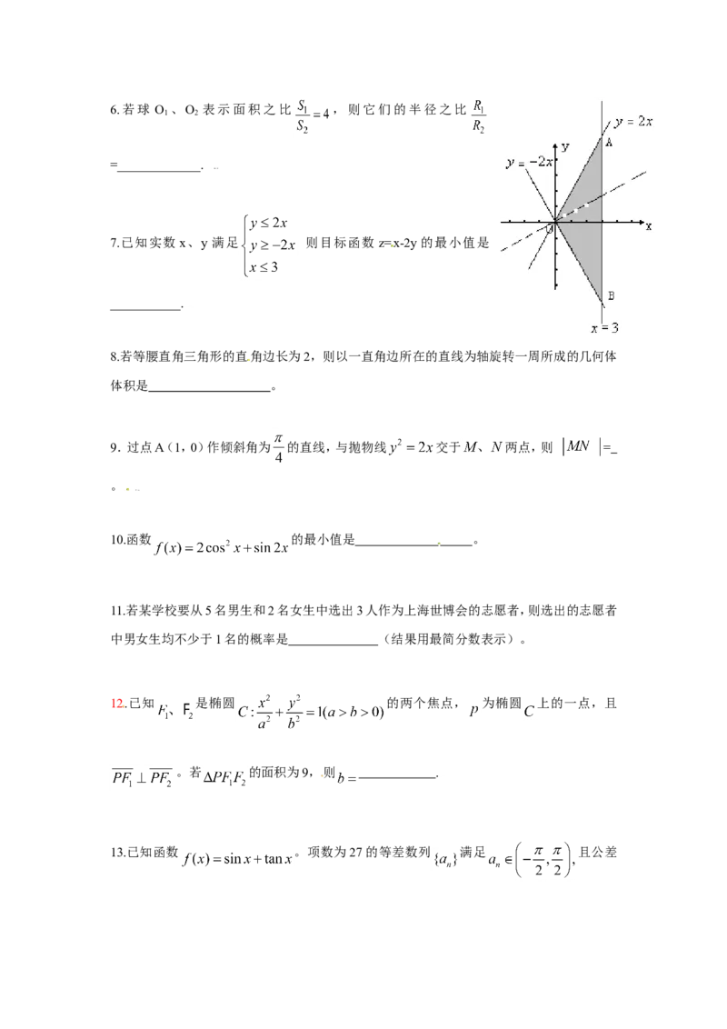 《2009年上海高考数学真题（文科）试卷（word解析版）_高考一二三轮复习_数学_2027年高考数学专项复习更新中_2008年-2026年数学高考真题-G427_2008-2020年高考_2008-2020年_地方卷》第2页预览
